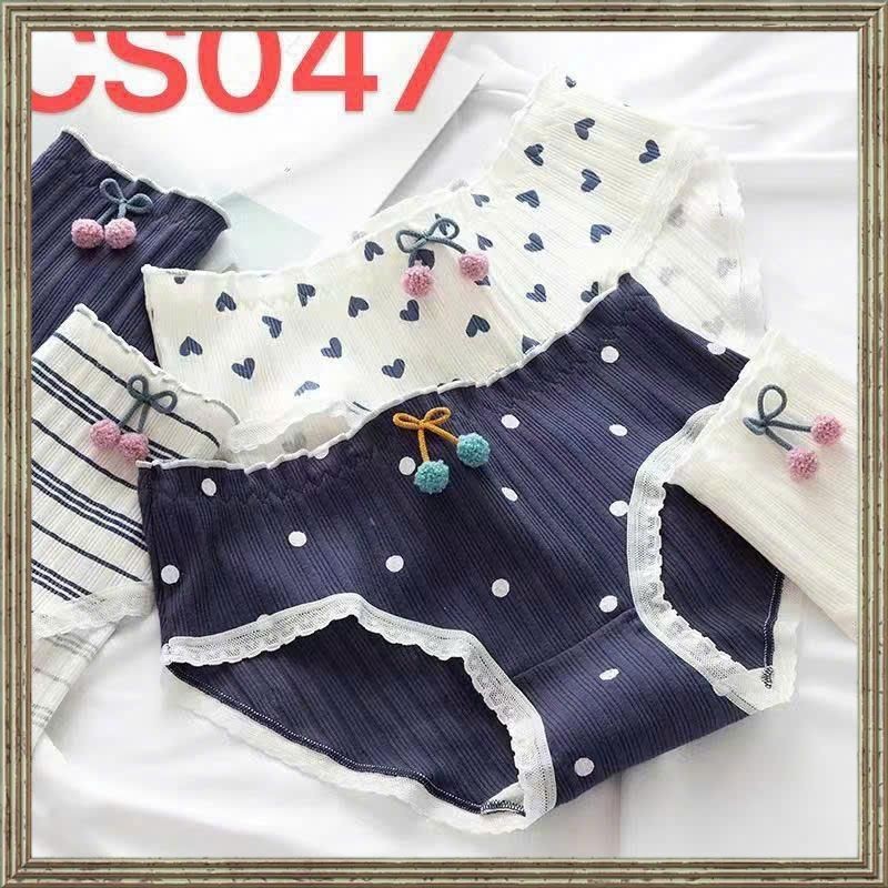 Polka Dot Heart Pattern CS047 - Combo กางเกงลายดอกไม้ 5 ตัว มีโบว์ สําหรับเด็กผู้หญิง ผ้าคอตตอน - ไซ