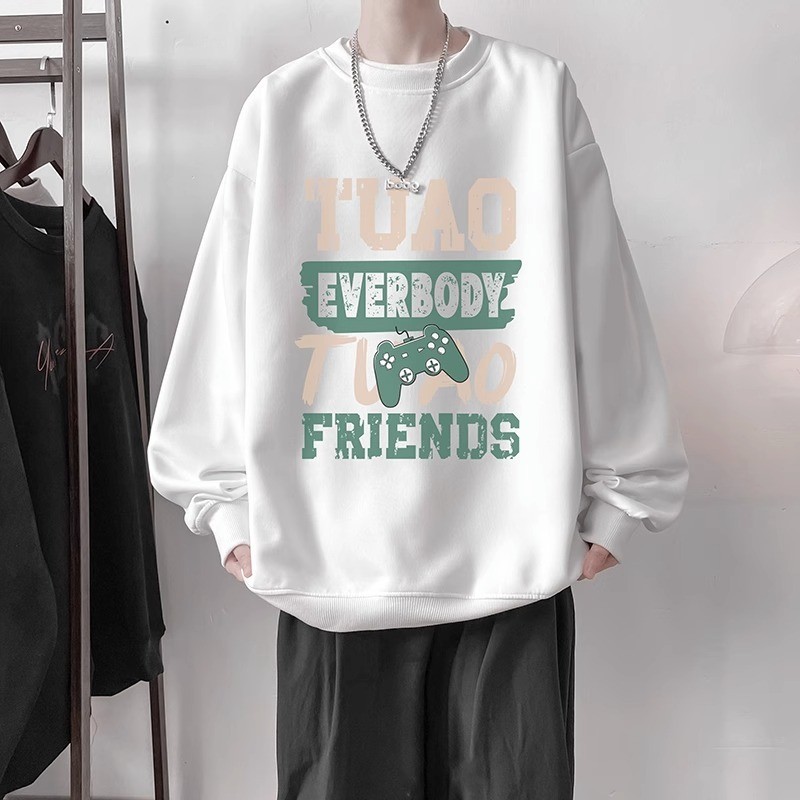 เสื้อสเวตเตอร์คอกลมสีดําสีขาวสีเทา 2025 Heavyweight 2025P28NEW] ผ้าฝ้ายแท้ [คุณภาพสูง Hebei M-3XLnew