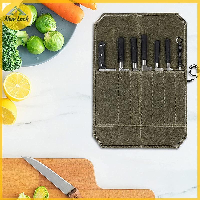 NewLook Roll Bag 7 Slots Large Capacity Easy Carrying Waterproof Portable Cooking Organizer Storage 