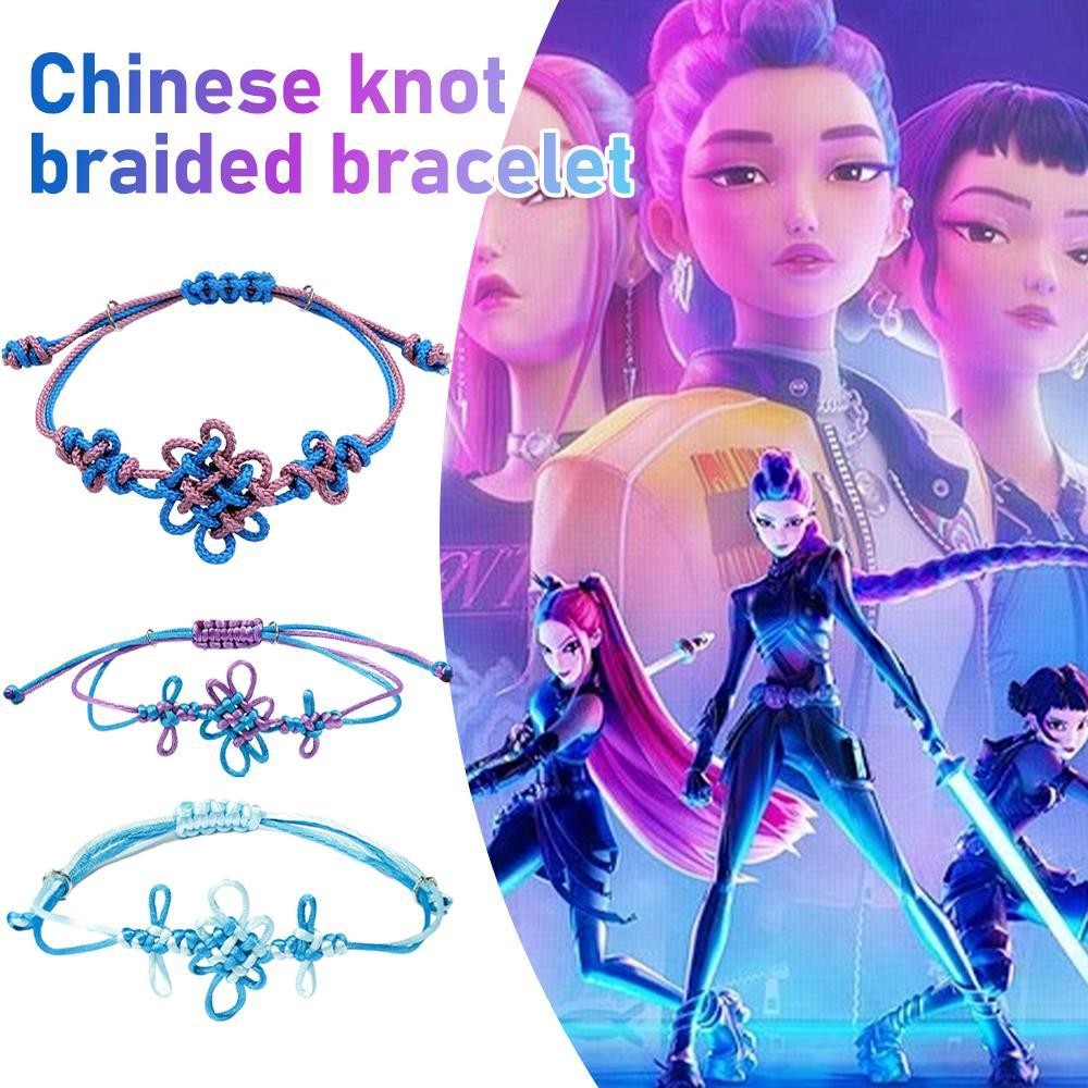 K-pop Demon Hunters สร้อยข้อมือปมจีนแบบดั้งเดิมสร้อยข้อมือถัก Unisex O6w0