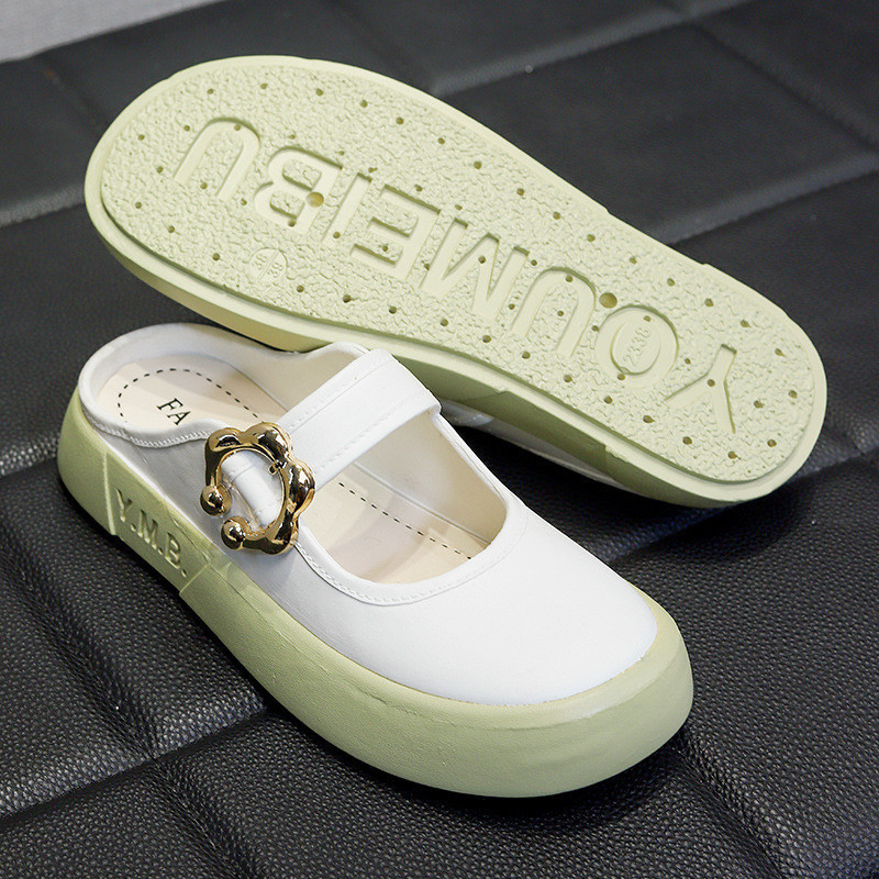 ManBu8🌞พร้อมส่ง🚚 รองเท้าเเตะแฟชั่นผู้หญิงมาใหม่  รองเท้าแตะสวม สายคาดดีเทลเข็มกลัด สีพาสเทล ใส่ทำงานไปเที่ยวปาตี้TO-LAN - รูปที่ 5