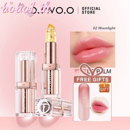 ของขวัญฟรี O.TWO O 2 สีอุณหภูมิเปลี่ยนริมฝีปากสีม่วงบํารุงใบสีเหลืองวิตามินอีให้ความชุ่มชื้น Long Li