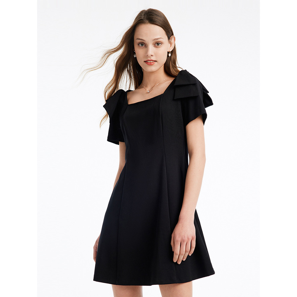 [พิเศษ] Gelia Summer Shoulder Bow Decorative Dress 1A5R4H9M0