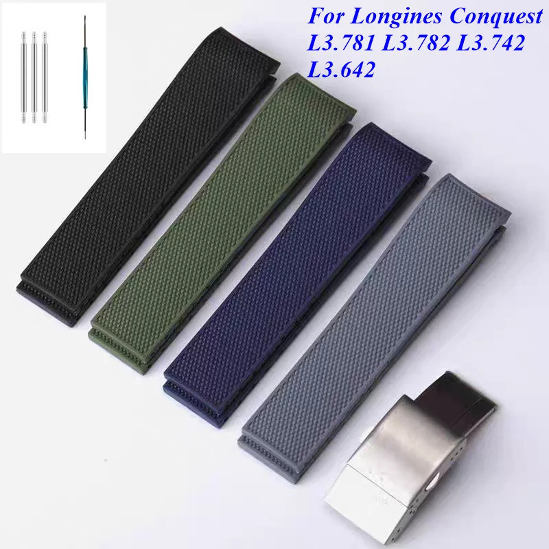 สําหรับ Longnes Conquest L3.781 L3.782 L3.742 L3.642 ยางซิลิโคนดําน้ํานาฬิกาเปลี่ยนสาย 21 มม.ตัดปรับ