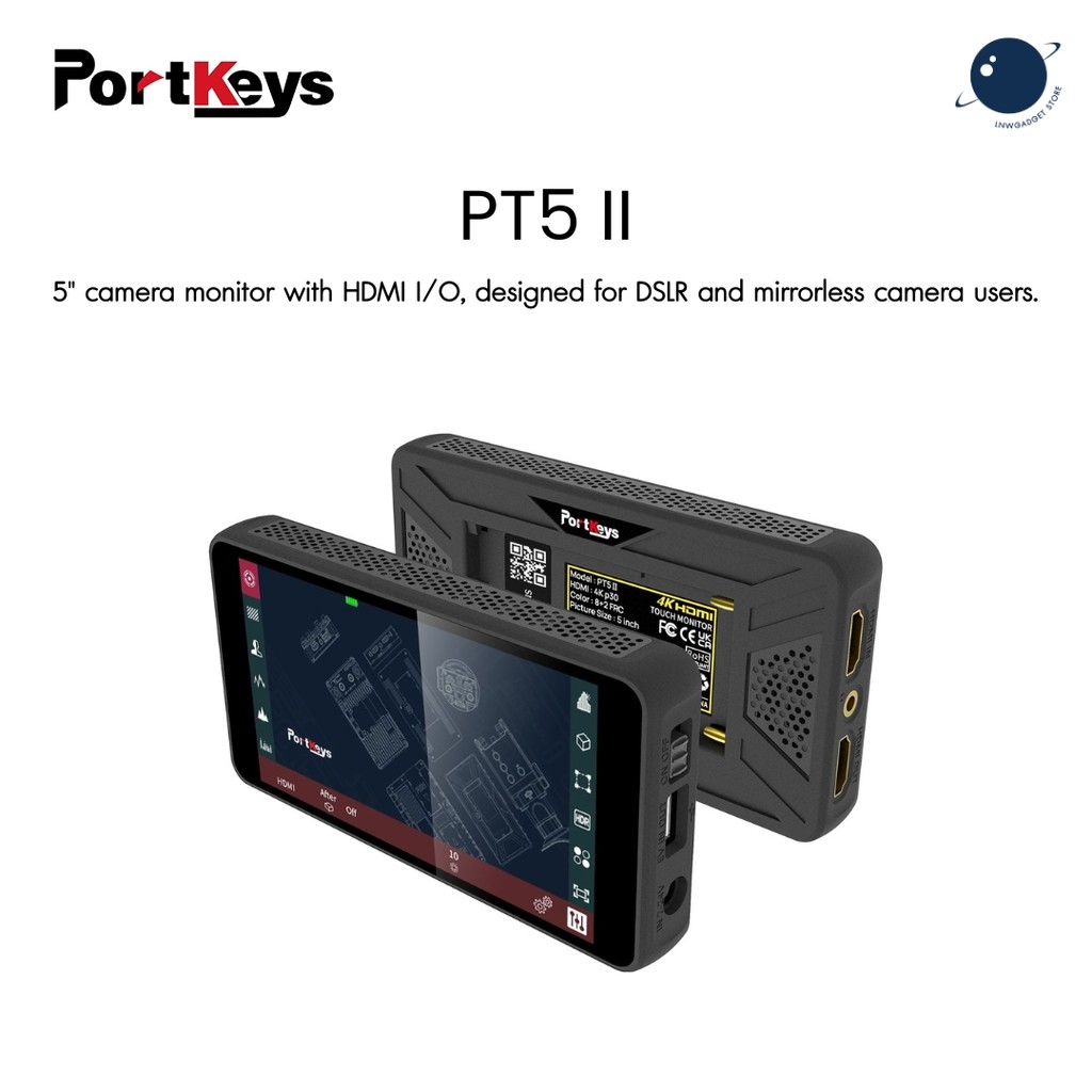 Portkeys PT5 II 5″ Small HDMI On-Camera Field Monitor for DSLR & Mirrorless ขนาดกะทัดรัดและรองรับHDM
