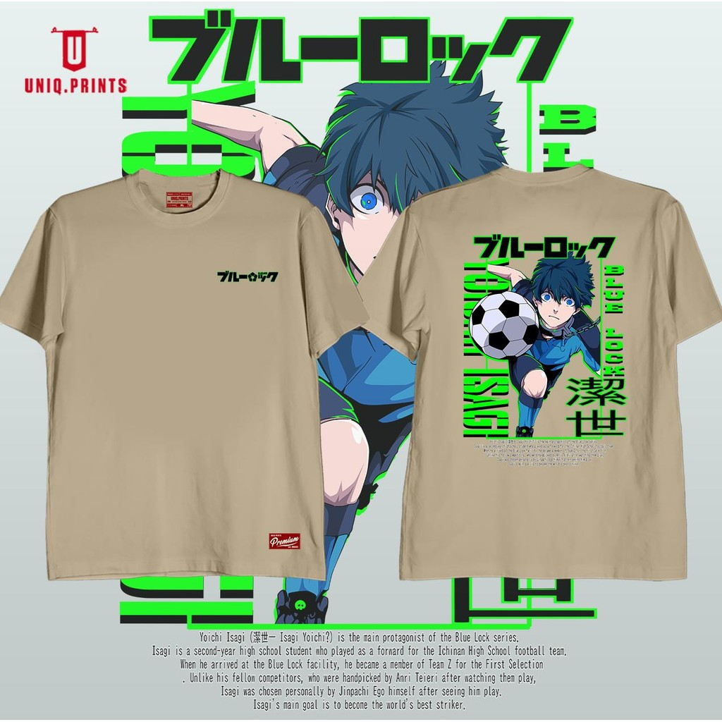 Graphic T-Shirt ดีไซน์ลายล็อกสีน้ำเงินโดยYoichi Isagi สําหรับผู้ชายและยูนิเซ็กซ์ ทำจากเนื้อผ้าฝ้ายคุ