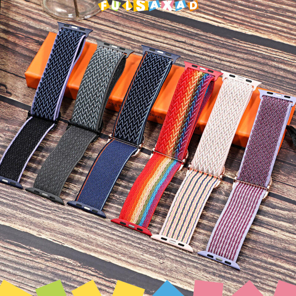 สายรัดไนลอน Scrunchie สำหรับ for Apple Watch Ultra 3 2 49มม SE 3 2 41 45 46 44 40 42 38 มม Iwatch Series 11 10 9 8 7 6 5