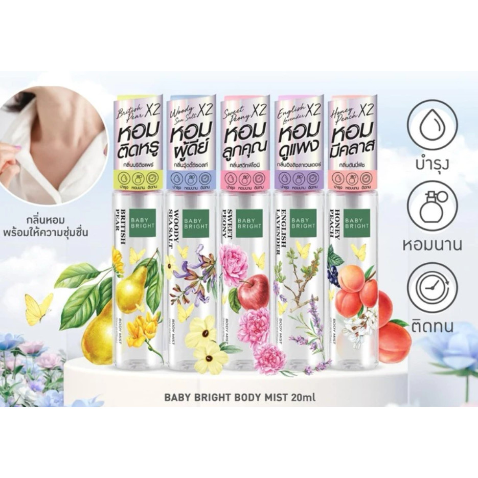 Baby Bright Fresh Spray & Body Mist 20ml เบบี้ไบร์ท สเปรย์น้ำหอม สเปรย์ฉีดผิวกาย 12 กลิ่น - รูปที่ 2