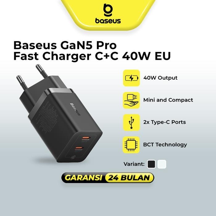 Baseus GaN5 Pro Fast Charger Type C+C 40W EU