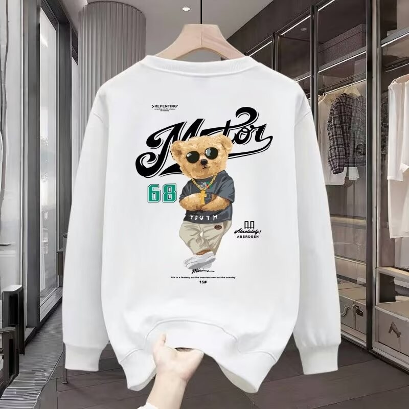 2025 NEW 2025 Autumn New Men's Round Neck Long Sleeve Sweatshirt Youth Versatile Cartoon Print Breat
