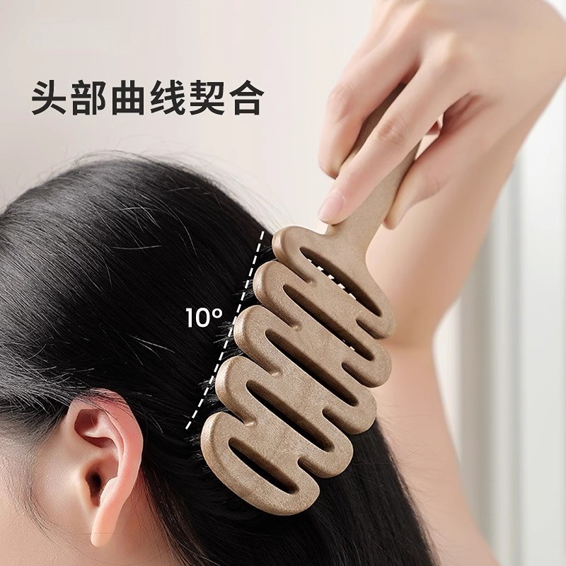 P Pine Tower Bristle Hair Care Comb Fluffy Handy Tool หัวนวด Big Curved Smooth Hair ซี่โครงหมูหวี Cu