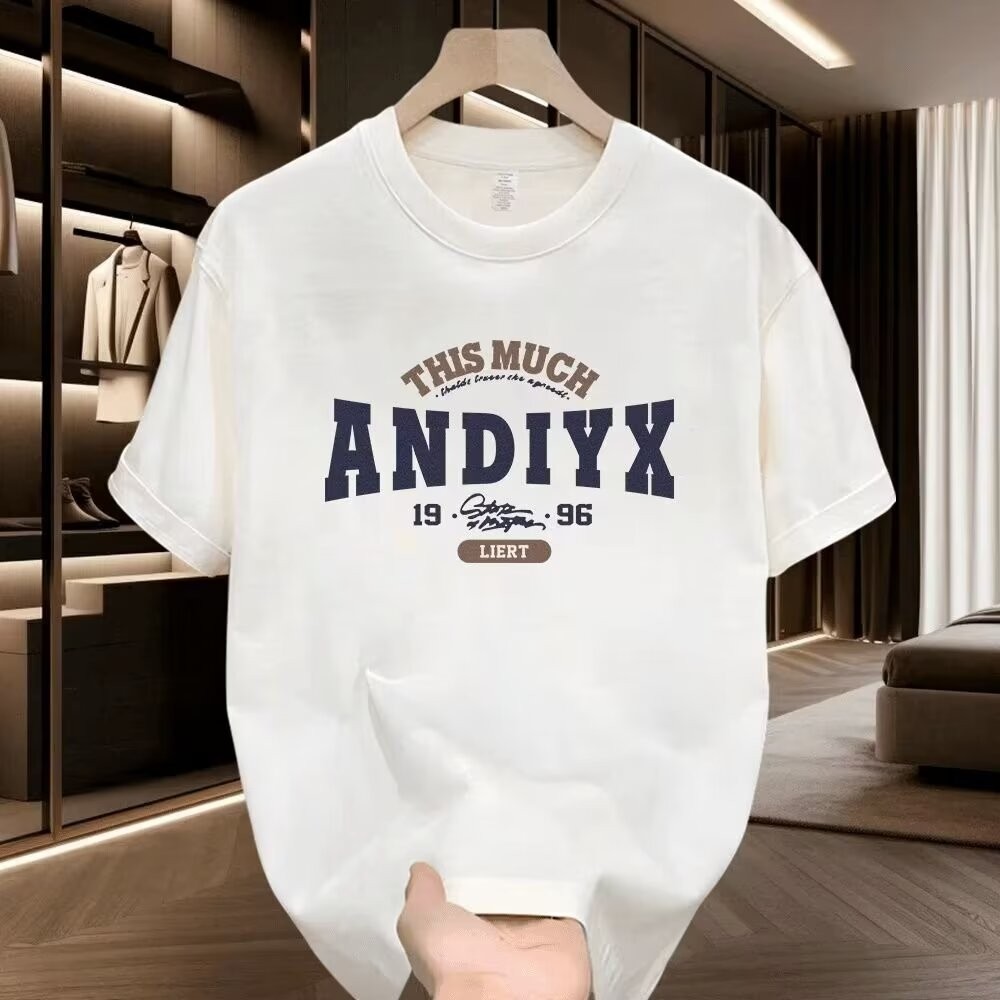 COD 2025 Short Sleeve T-Shirt Men Summer Thin Round Neck Loose Trendy American Style Printed Versati