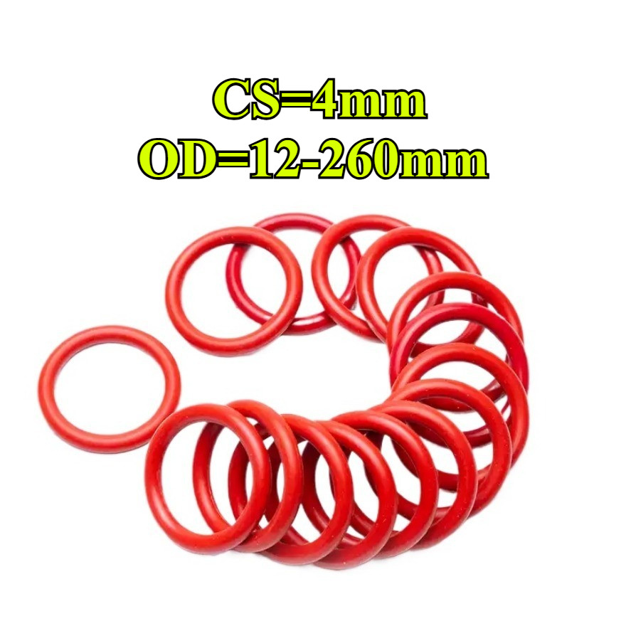 ซิลิโคนเกรดอาหารโอริงกันน้ำอุณหภูมิสูงทนยางสีแดงซีลแหวน CS4mm*OD12-260 mm O-Ring แหวนยางซีลซิลิโคน โอริง สีแดง VQM  [CYG-FC-9]