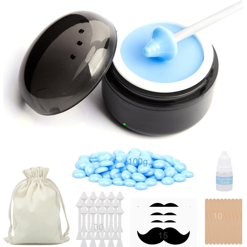 STORICANS Nose Wax Kit black Portable Wax Warmer for Hair Removal with 100g Wax, 10 Applicators, 30N