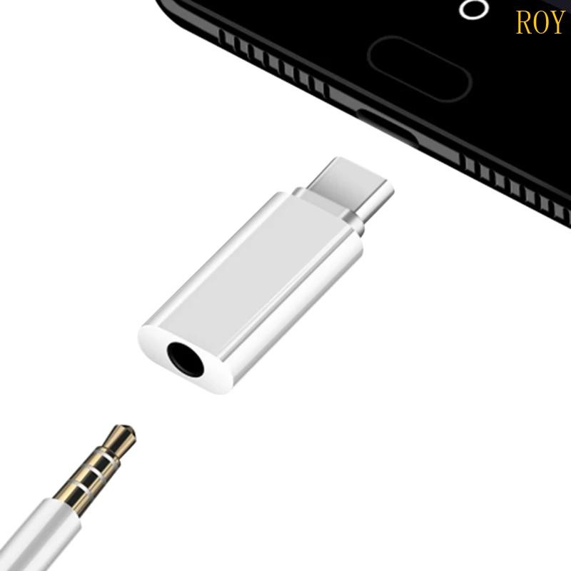 ROY อะแดปเตอร์พอร์ตหูฟัง USB C เป็นตัวแปลงอะแดปเตอร์ Type C แบบพกพา Type-C ถึง 3 5 มม.อะแดปเตอร์หูฟังหญิง Universal