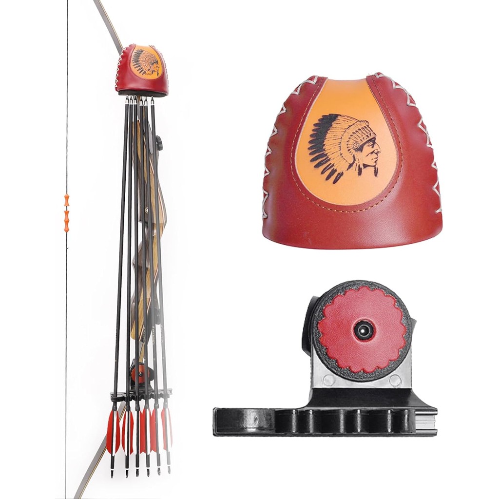 4/6 Arrow Quiver,สีน้ําตาลหนัง Quiver Arrow Holder, Recurve Bow Quiver, Quick Shoot System Longbow R