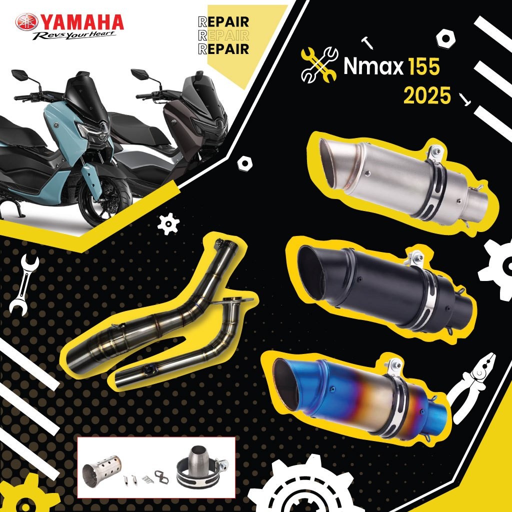คอท่อ Yamaha Nmax 155 2025 วัสดุแสตนเลสเกรด304 + ปลายท่อ Akrapovic ฟรีแคทลดเสียง