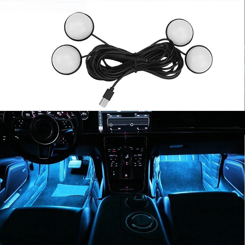 ไฟเท้ารถยนต์ Pure Color Ambient Led โคมไฟ 3 สี 12V รถ Ambient Light ตกแต่งภายในบรรยากาศแสง