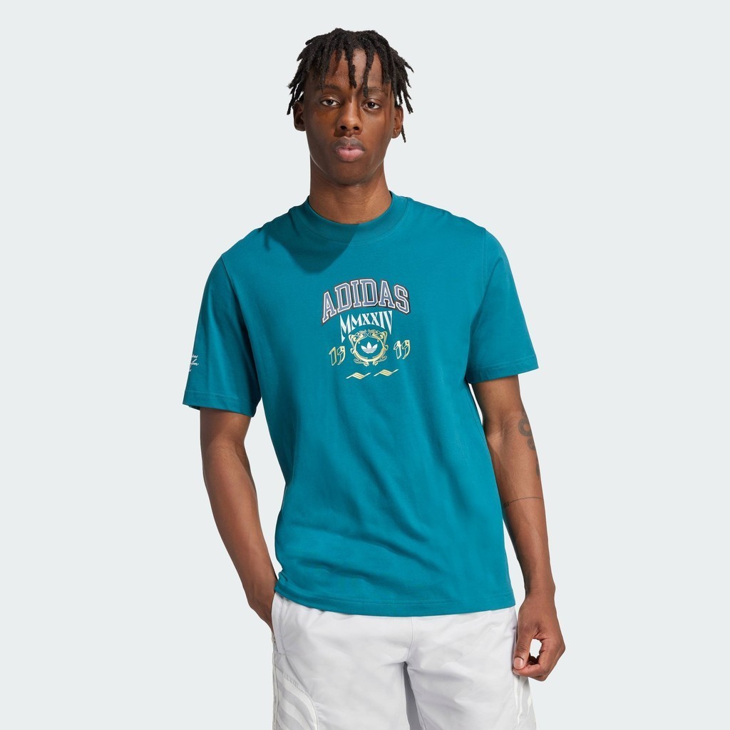 adidas ไลฟ์สไตล์ เสื้อยืด VRCT 1 ผู้ชาย สีเทอร์คอยส์ IZ2555