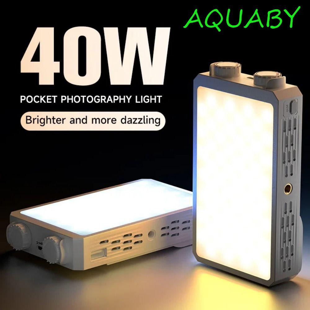 AQUABY RGB ไฟ LED กล้อง, 40W 2800-9000K Mini LED Video Lamp, Compact 4400mAh แบตเตอรี่ FX 8 โหมด Hig