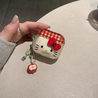 ลายสก๊อตโบว์ สวัสดี คิตตี้ เคสหูฟังไร้สายบลูทูธ แอร์พอด มือโปร 1/2/3/4 หูฟังฝาครอบป้องกัน