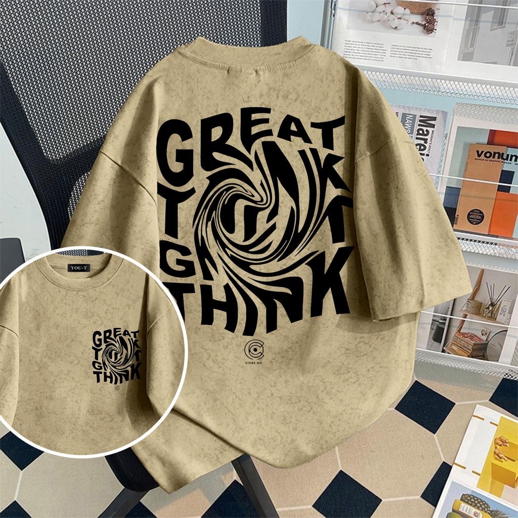 Top.basic🔥เสื้อยืดชายOversize ผ้าCOTTONลาย "GREAT" เนื้อผ้าเกรดพรีเมียม คอกลม ใส่สบาย【COD】