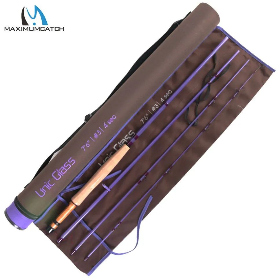 Original Maximumcatch Unic ไฟเบอร์กลาส 3/4/5wt Fly Fishing Rod 7.5/8/8.5ft Fast Action Carbon Glass 