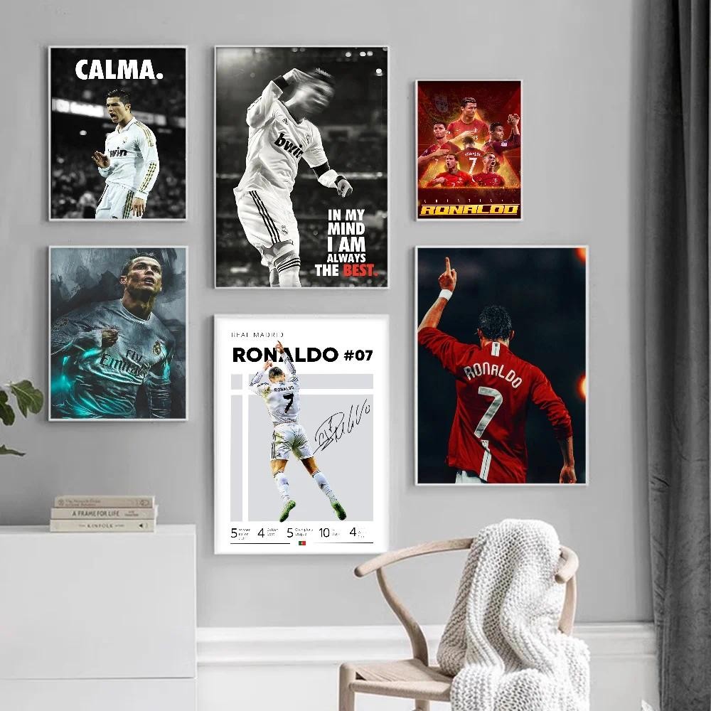 โปสเตอร์ CR7 คริสเตียโน โรนัลโด้ พิมพ์ผ้าใบศิลปะสำหรับตกแต่งผนังห้องนั่งเล่นและห้องนอน ไม่มีกรอบ