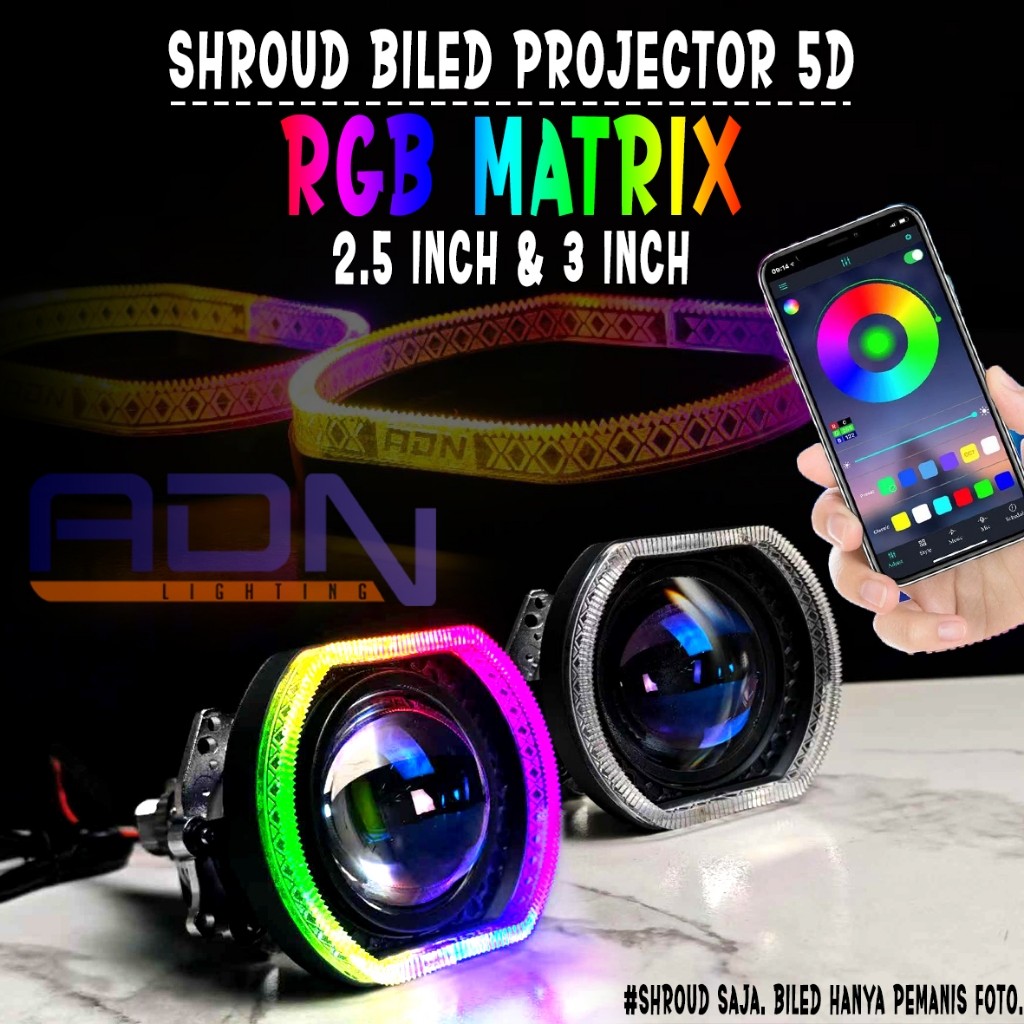 SHROUD ANGEL EYES RGB MATRIX 5D BMW Projector รุ่น BILED DMX minimalist 2.5 นิ้ว 3 นิ้ว By ADN รถมอเ