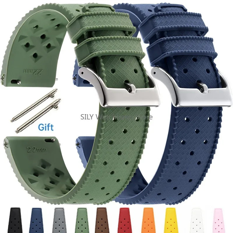 สําหรับ GT2/3/4 Tropical สายนาฬิกาซิลิโคน 18 มม.20 มม.22 มม.Quick Release สายยางนุ่ม Universal Wrist