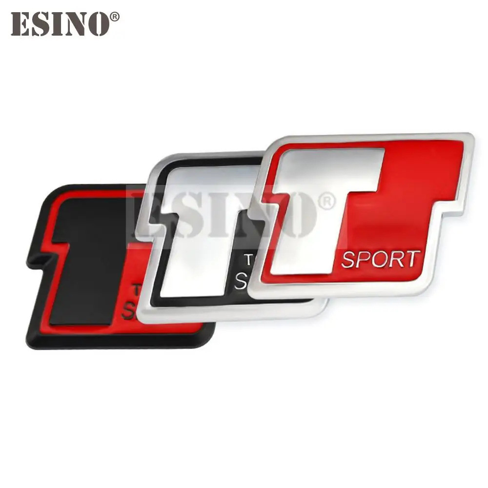 จัดแต่งทรงผม T Sport 3D โลหะโลหะผสมสังกะสีป้ายรถ Body Fender ด้านหลังด้านหลังกาวรูปลอกสัญลักษณ์สําหร