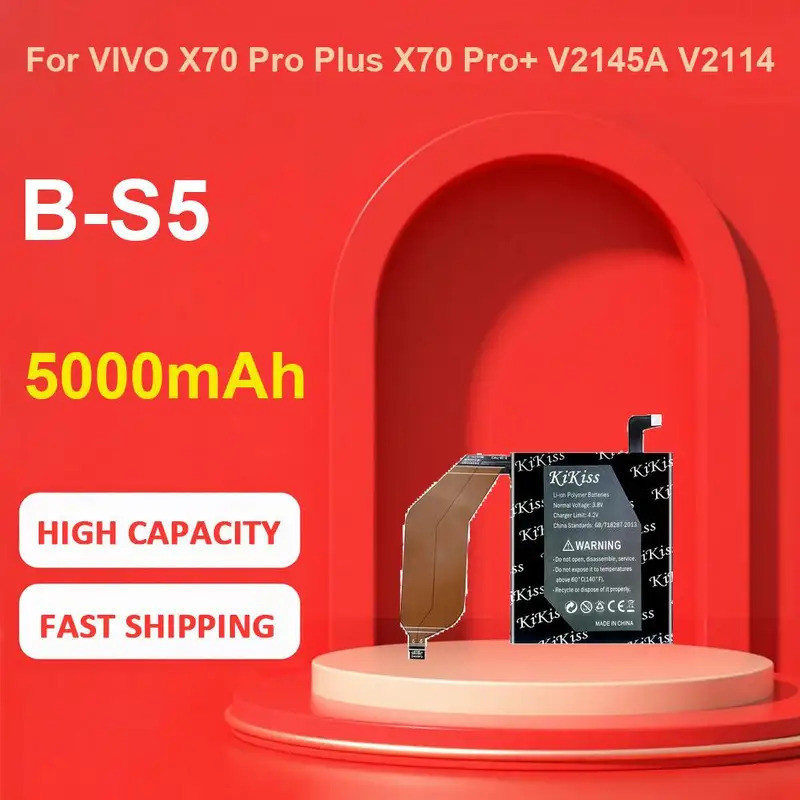 แบตเตอรี่ KiKiss สําหรับ VIVO X70 Pro Plus X70 Pro+ V2145A V2114,B-S5,5000mAh