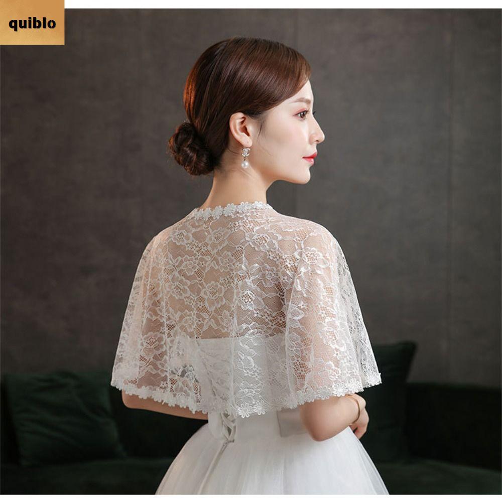 QUIBLO ชุดราตรีพรหมผู้หญิง Tulle ผ้าคลุมไหล่เจ้าสาวห่อนุ่ม Cape งานแต่งงานเจ้าสาวผ้าคลุมไหล่