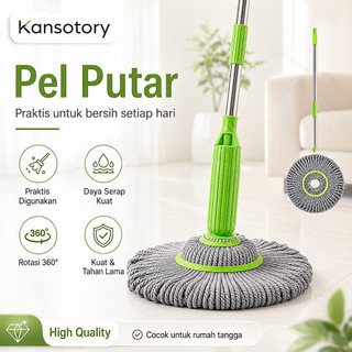 Kansotory - Alat Dehidrasi 1 Detik Pel Otomatis Pel Lantai Efisien Putar Twist Mop Mikrofiber 360°