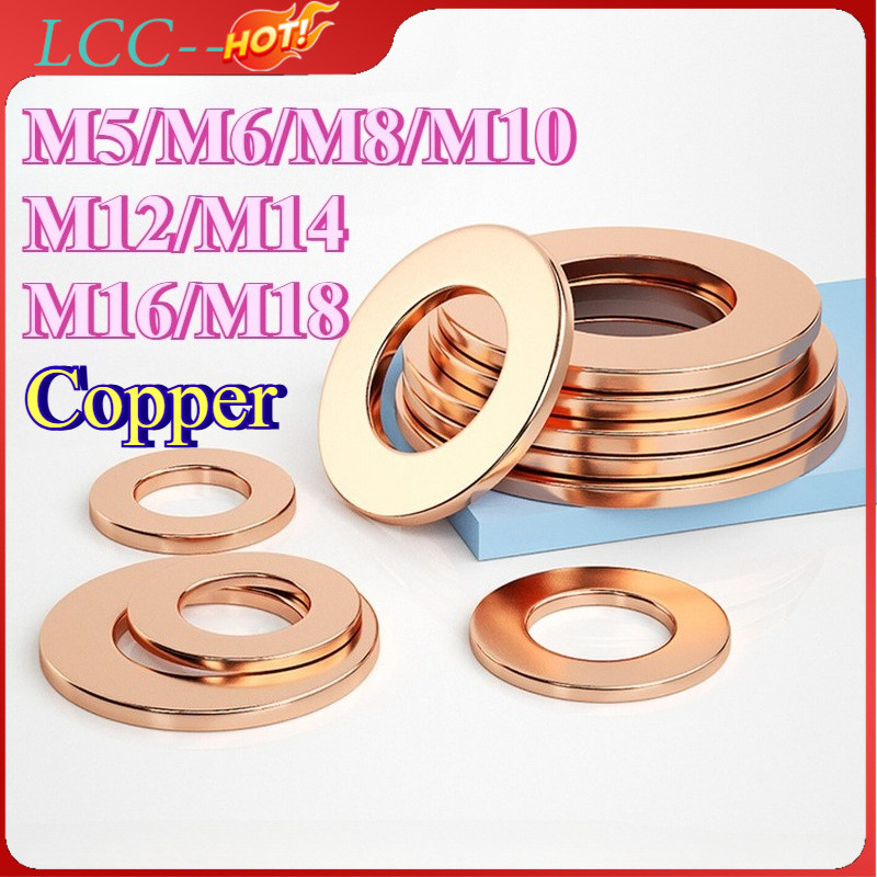 แหวนทองแดง แหวนน้ำมัน แหวนอีแปะ ทองแดง น้ำมันเครื่อง/ Copper Flat Washer M5/M6/M8/M10/M12/M14/M16/M18 LCC-TH-1
