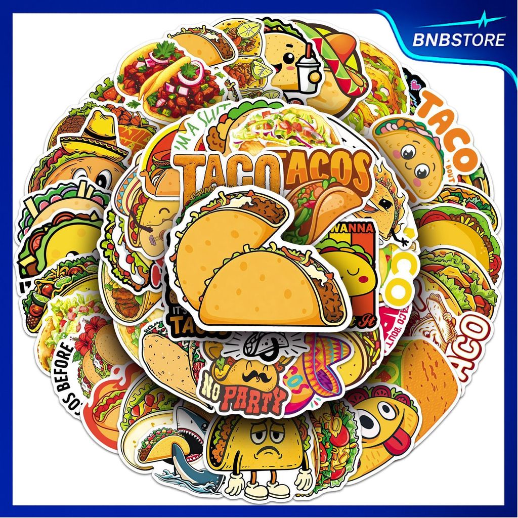 🍀ส่งจากไทย🍀 50แบบ Mexican Tacos Food Cartoon Sticker สติกเกอร์ทาโก้ อาหารเม็กซิกัน การ์ตูนน่ารัก กัน