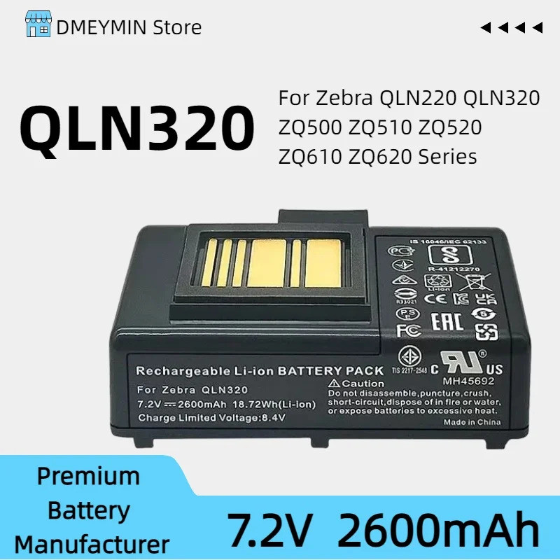 พีพี1023901 แบตเตอรี่สําหรับ Zebra QLN220 QLN320 ZQ500 ZQ510 ZQ520 แบบพกพาเครื่องพิมพ์ฉลากความร้อนแบ