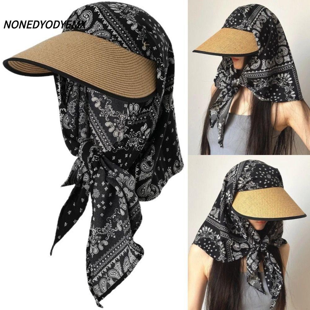 NONDYOMX หมวกกันแดดชายหาด,ป้องกันรังสียูวีระบายอากาศหมวกผ้าคลุมศีรษะของผู้หญิง,อินเทรนด์ปีกกว้างเต็มห่อลายจุดหมวกถังฤดูร้อนกลางแจ้ง