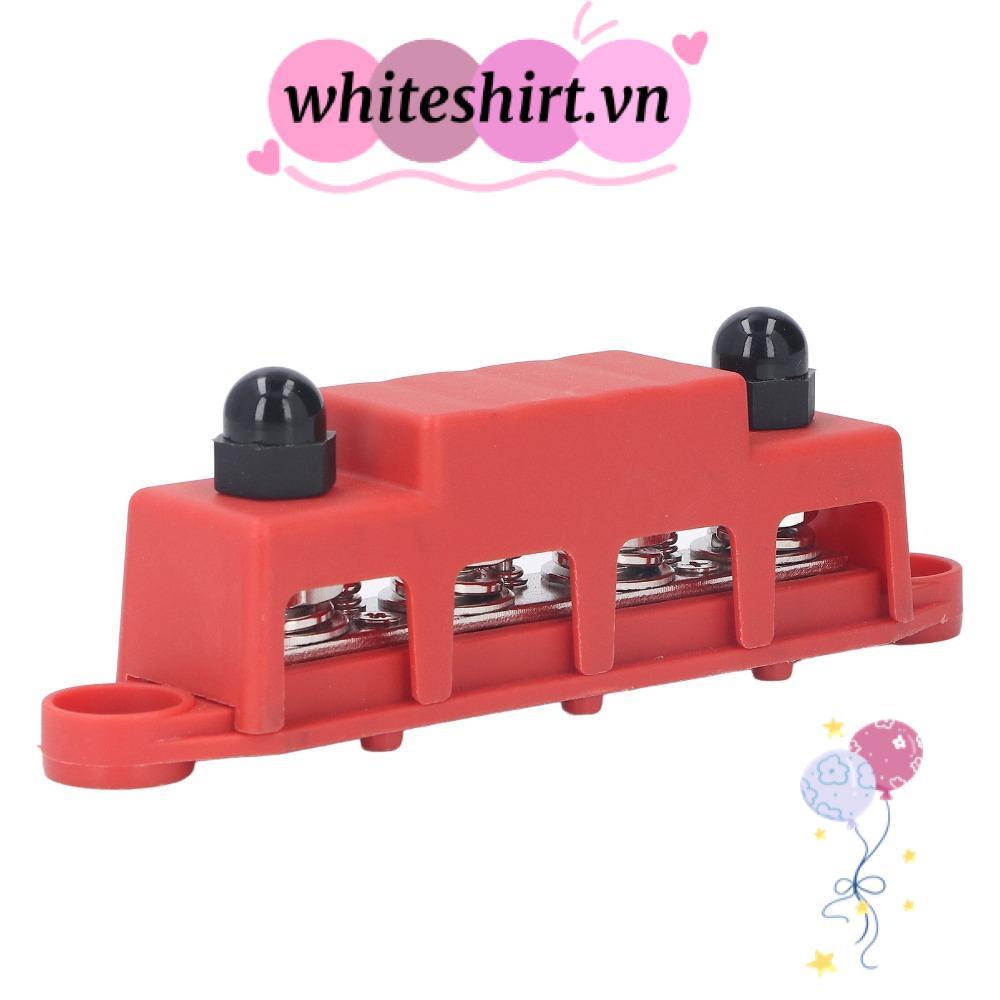 WHITESHIRT M10 Studs Bus Bar, 4 ตําแหน่งสีแดง/สีดํา 4 ตําแหน่ง Bus Bar, เทอร์มินัลสกรู 48VDC 250A M1