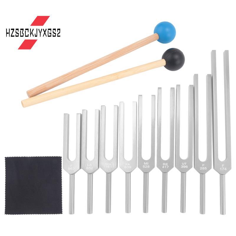 Hzsbckjyxgs2Tunning Forks ชุด 9 ชิ้น 174/285/396/417/528/639/741/8552/963Hz ส้อมปรับแต่ง, เสียง Heal