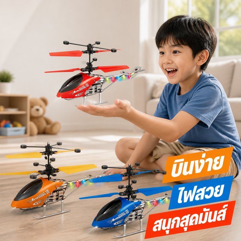 เฮลิคอปเตอร์บังคับ โดรนบังคับ เซนเซอร์มือ รีโมทคอนโทรล ไฟ LED ชาร์จ USB ของเล่นเด็ก