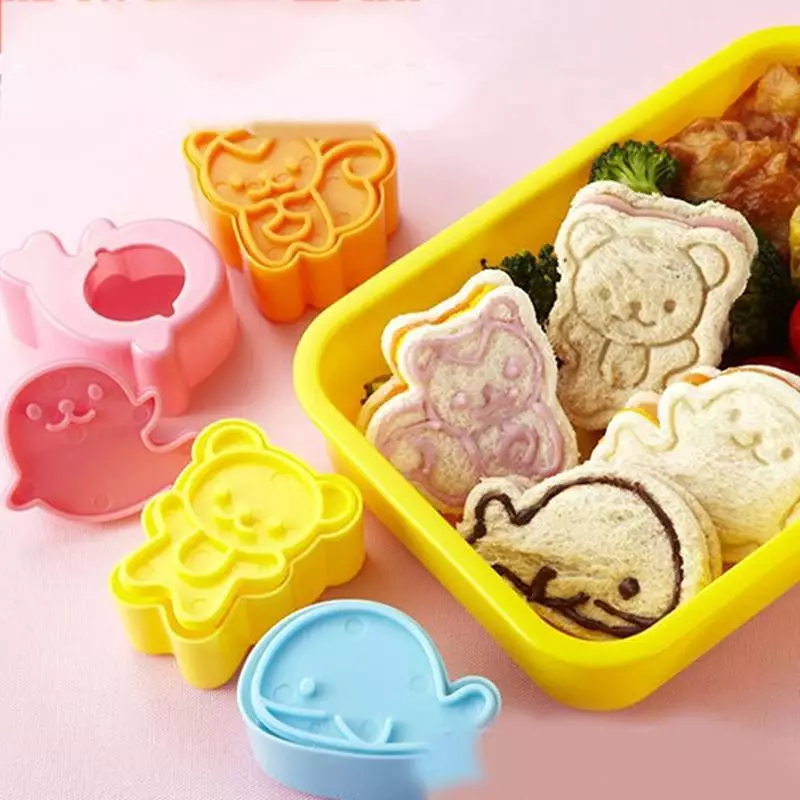 BDGF 4 ชิ้น/เซ็ตน่ารัก Samll Dolphin Samll Seal กระรอกหมีแซนวิชคุกกี้แม่พิมพ์เครื่องตัดคุกกี้เค้กตกแต่ง Moulds เครื่องมือมินิแซนวิช Die Rice Ball แม่พิมพ์ครัวเครื่องมือ TH