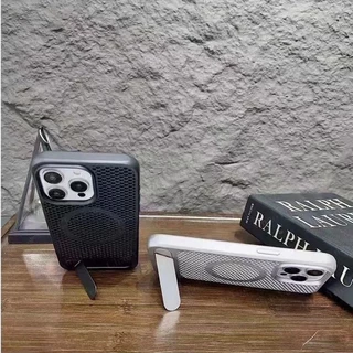 Matte Cooling Stent เคสโทรศัพท์แม่เหล็กสําหรับIPhone 17 16 15 14 13 12 11 Pro Max Plus HardกันกระแทกBreathable Hardพับกรณีกันชนปกหลัง