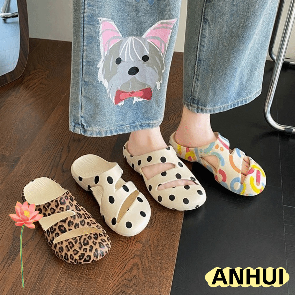 ANHUI 1 คู่ผู้หญิงs รองเท้าแตะ, วัสดุ EVA ปิด Toe Design EVA สไลด์, เสือดาวรูปแบบ Anti-Collision Toe หมวกลื่นน้ําหนักเบากันกระแทกรองเท้าแตะชายหาดสวมใส่กลางแจ้ง