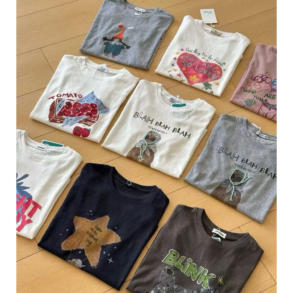 📣～ เสื้อยืดผ้าฝ้ายลายการ์ตูนสุดน่ารัก ผ้าสบายตัว ใส่ง่ายทุกวัน
