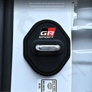 รถต้นฉบับ 1:1 Product 4pcs Toyota GR ประตูรถโช้คอัพประตูล็อคซิลิโคนอัตโนมัติประตูล็อคสติกเกอร์สําหรับ Vios Raize Wicto Rush Veloz Yaris Cross Innova Avanza Altis