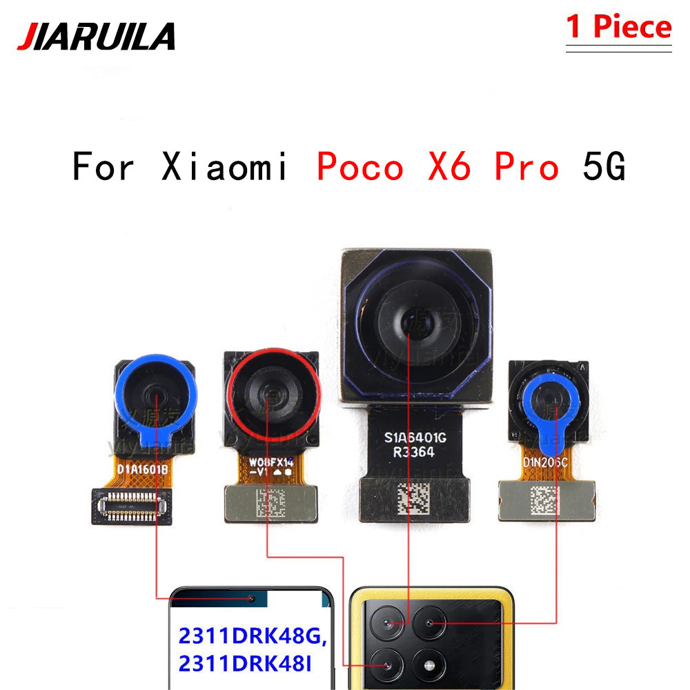 สําหรับ Xiaomi Poco X6 Pro 5G ด้านหน้า Selfie Facing กล้องด้านหลังกล้องโมดูล Flex Cable เปลี่ยน