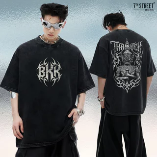 7th Street Oversize Vintage (สกรีน2หน้า) ผ้าCotton Comb ฟอกซีดสไตล์วินเทจ ฟอกแบบตัวต่อตัวขึ้นริ้วตามตะเข็บฟอกจากเสื้อ...