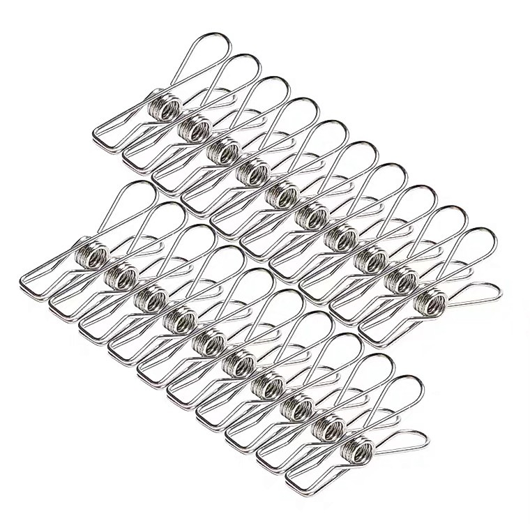 ที่หนีบผ้าสแตนเลส คลิป ตัว ที่ คลิป  ขดลวด จำนวน 20/แพ็ค  (ยาว 4.5 ซม หนา2mm)
