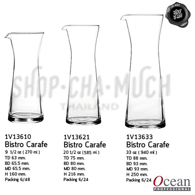 เหยือกแก้ว Ocean Bistro Carafe แพ็ก 6 ใบ แก้วใสทรงสูงพรีเมียม สำหรับเสิร์ฟน้ำ เครื่องดื่มเย็นอื่น ๆ